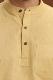 BEIGE LINEN COTTON HALF SLEEVES SHORT KURTA