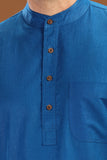 BLUE LINEN COTTON LONG KURTA