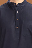 BLACK LINEN COTTON LONG KURTA