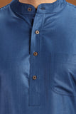 BLUE VISCOSE SILK LONG KURTA