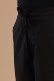 BLACK COTTON SLUB PANTS
