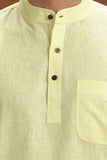 LEMON LINEN COTTON FULL SLEEVES SHORT KURTA