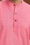 PINK LINEN COTTON HALF SLEEVES SHORT KURTA