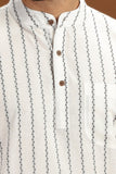 WHITE DOBBY COTTON SHORT KURTA HALF SLEEVES