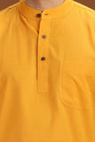 YELLOW DOBBY COTTON SHORT KURTA HALF SLEEVES