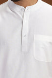 WHITE HANDLOOM COTTON HALF SLEEVES SHORT KURTA