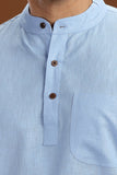 BLUE LINEN COTTON HALF SLEEVES SHORT KURTA
