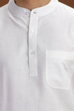 WHITE HANDLOOM COTTON FULL SLEEVES SHORT KURTA