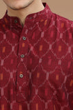 MAROON IKAT FINE COUNT COTTON LONG KURTA