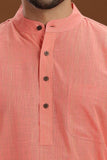 PEACH COTTON DOBBY LONG KURTA