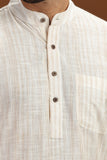 BEIGE COTTON DOBBY LONG KURTA