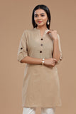 SLUB COTTON KURTI WITH ROLL UP SLEEVES