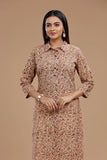 HANDBLOCK KALAMKARI WOMEN KURTA WITH COLLAR