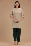 GREEN COTTON SLUB PANTS