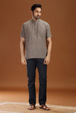 GREY DOBBY COTTON SHORT KURTA HALF SLEEVES