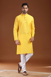 YELLOW LINEN COTTON LONG KURTA