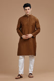 BROWN LUSTRE COTTON LONG KURTA