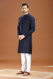 BLACK LINEN COTTON LONG KURTA