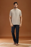 GREY DOBBY COTTON SHORT KURTA HALF SLEEVES