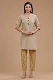 BEIGE COTTON SLUB PANTS