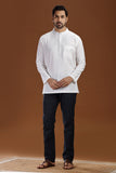 WHITE HANDLOOM COTTON FULL SLEEVES SHORT KURTA