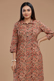 HANDBLOCK KALAMKARI WOMEN KURTA WITH COLLAR