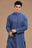 BLUE COTTON DOBBY LONG KURTA