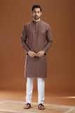 BROWN LINEN COTTON LONG KURTA