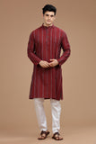 MAROON COTTON DOBBY LONG KURTA