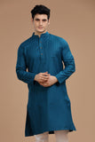 BLUE LUSTRE COTTON LONG KURTA