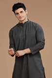 GREY COTTON SLUB LONG KURTA