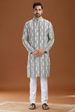 Ikat cotton long kurta for men, traditional wear, breathable fabric
