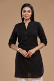 SLUB COTTON KURTI WITH ROLL UP SLEEVES