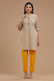 MUSTARD COTTON SLUB PANTS
