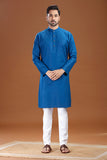BLUE LINEN COTTON LONG KURTA