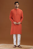 RUST COTTON DOBBY LONG KURTA