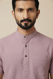 LAVENDER TEXTURED COTTON SHORT KURTA HALF SLEEVES