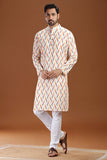 Ikat cotton long kurta for men, traditional wear, breathable fabric