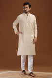 BEIGE COTTON DOBBY LONG KURTA