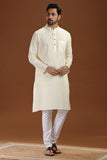 CREAM LINEN COTTON LONG KURTA