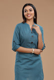 SLUB COTTON KURTI WITH ROLL UP SLEEVES