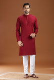 MAROON LINEN COTTON LONG KURTA