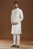 BEIGE COTTON DOBBY LONG KURTA