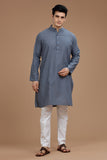 GREY COTTON DOBBY LONG KURTA