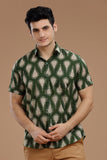 GREEN BLOCKPRINT SHIRT HALF SLEEVES SHIRT