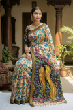 SRIKALAHASTI PEN KALAMKARI NATURAL DYED NELLORE SILK ZARI BORDER SAREE