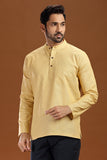 BEIGE LINEN COTTON FULL SLEEVES SHORT KURTA