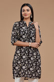 BLOCKPRINT COTTON KURTI WITH ROLL UP SLEEVES