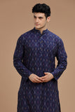 BLUE IKAT FINE COUNT COTTON LONG KURTA