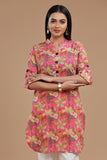 BLOCKPRINT COTTON KURTI WITH ROLL UP SLEEVES